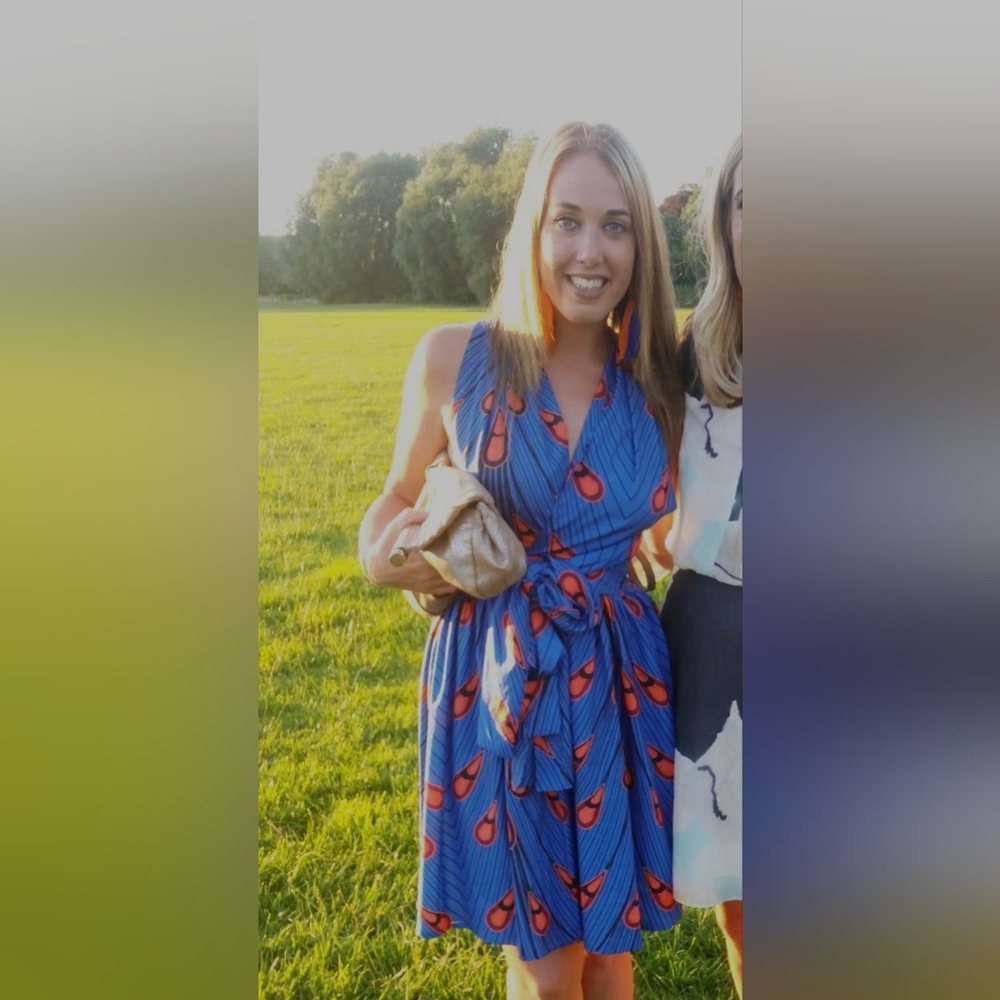 Blue and Orange Patterned Dress